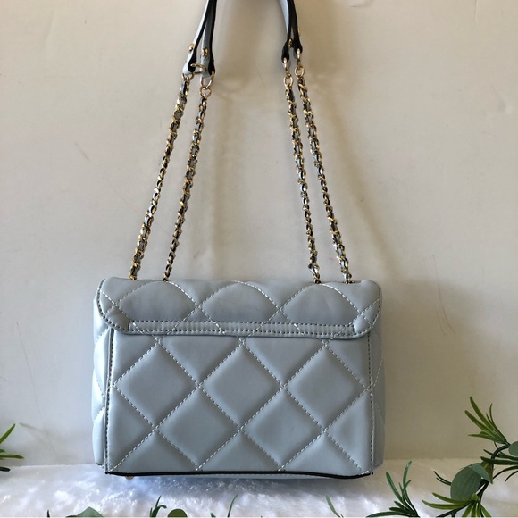 Guess Cessily Convertible Quilted Crossbody Flap Handbag, Pale Blue - Picture 2 of 8